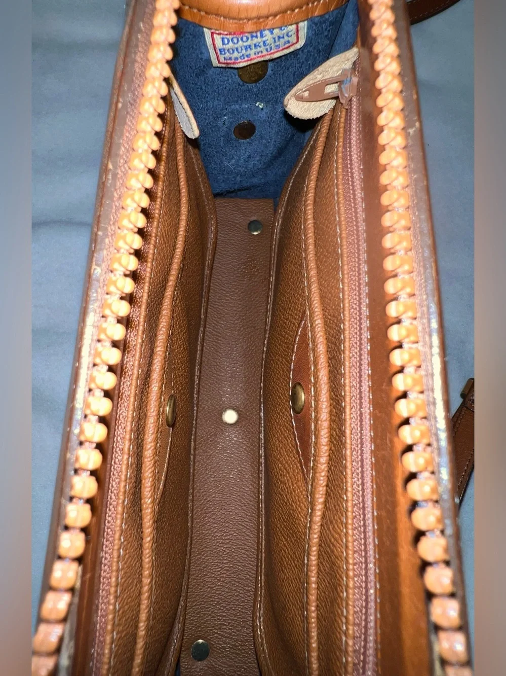 Vintage Dooney & Bourke Navy and Brown Two-Tone AWL Bag